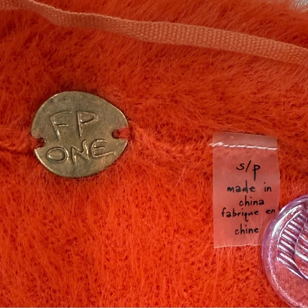 Free People Orange Cardigan Sweater Oversized Small Comfy Fall Chic Cozy Fuzzy